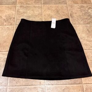 LOFT Black Faux Suede A-Line Mini Skirt Size 8 NWT 30444577